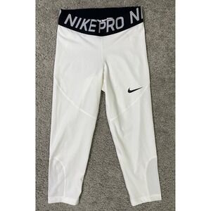 Nike Pro Compression 3/4 Pant Capri Women's Small White Dri-FIT CJ5935-100 NWOT